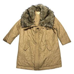 MICHAEL KORS Faux Fur Insulated CRINKLED Winter Puffer Parka Long Coat Womens 2X